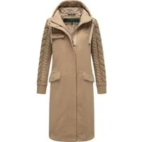 Navahoo Damen Trenchcoat Knit Babe 14 Sand Beige Gr. M - Funktionsjacke mit eleganter Woll-Optik und gestrickten Ärmeln, ideal für kühle Tage. Bietet hohen Tragekomfort und eine schmeichelhafte Passform.