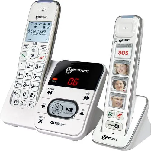 Geemarc PACK Mobility 295 Schnurloses Seniorentelefon - Festnetztelefon mit Anrufbeantworter, hörgerätekompatibel und besonders laut einstellbar für optimale Verständlichkeit. Ideal für Senioren durch große Tasten und Fotowahl.