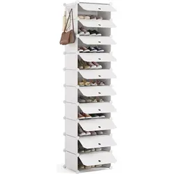 Mondeer Schuhboxen 10er Set - Platzsparendes Schuhregal in Weiß - Schuhschränke für bis zu 20 Paar Schuhe, robust und flexibel einsetzbar. Ideal für eine ordentliche und belüftete Aufbewahrung in jedem Raum.