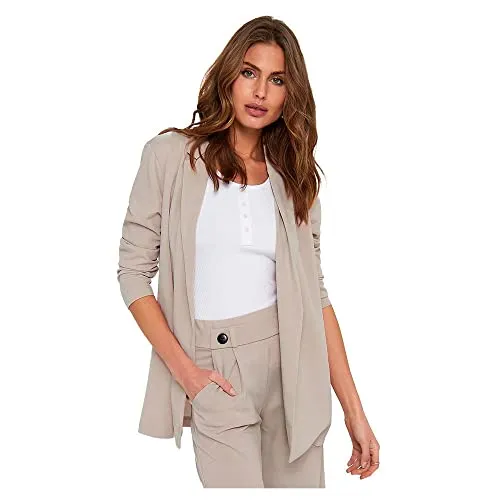 JDY Damen JDYGEGGO L/S JRS NOOS Lässiger Blazer, Chateau Gray, M - Blazer für Damen, lässiger Schnitt mit Regular Fit und umschlagbarem Kragen für einen eleganten Look.