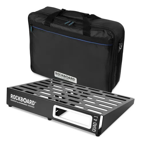 RockBoard QUAD 4.1 mit Gigbag - Effektboard für Gitarristen - Gitarren-Effektgeräte: Robustes Aluminium-Effektboard mit Gigbag, ideal für 7-12 Effekte, bietet einfache Montage und ist perfekt für Musiker unterwegs.