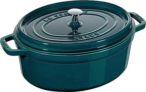 Zwilling Staub Cocotte Gusseisen Oval 33cm La Mer - Universal-Kochtöpfe mit spezieller Tropfenstruktur im Deckel für zartes Fleisch und saftige Gemüsegerichte – ideal für alle Herdarten, auch Induktion.