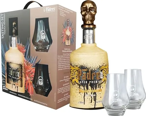 Padre azul Tequila Reposado 40% - Premium Tequila aus Mexiko in Geschenkpackung - Erlebe den besonderen Geschmack unseres Padre azul Tequila Reposado: Gereift in Bourbon-Eichenfässern, bietet er eine harmonische Aromenvielfalt. Inkl. zwei Gläser und in ansprechender Geschenkverpackung – ideal für Genießer!