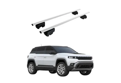 Dachträger für Jeep Compass III J4U (ab 2026) - 75kg, Metall, Silber, 2-tlg - Robuster Dachträger aus Metall für Jeep Compass III J4U ab 2026. Wasserbeständig, abnehmbar und multifunktional. Ideal für zusätzlichen Gepäcktransport mit einer maximalen Traglast von 75 kg.