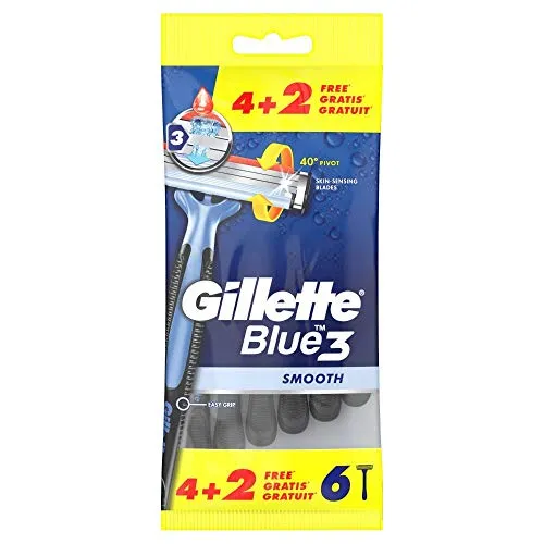 Gillette Blue3 Smooth Nassrasierer - Präziser Nassrasierer mit 3 Klingen für eine gründliche und sanfte Rasur, ideal für empfindliche Haut.