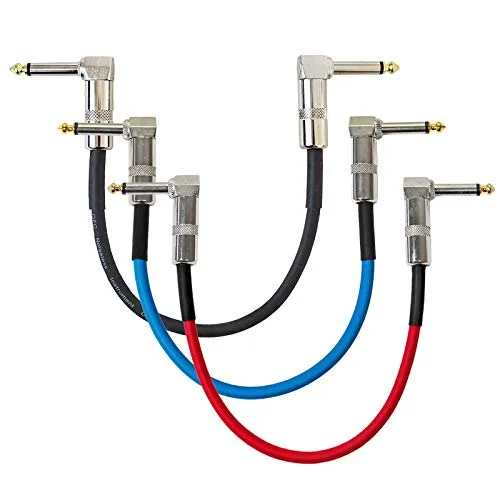 keepdrum 3x GC028 Patchkabel Klinke Winkelstecker 30cm - Hochwertige Patch-Kabel für Gitarren-Effektpedale mit 2x Winkelstecker und Abknickschutz. Ideal für eine zuverlässige Verbindung von Effektgeräten. 3er Set für vielseitige Anwendungen.