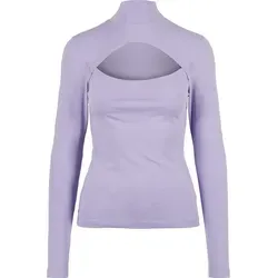 URBAN CLASSICS Langarmshirt Urban Classics Damen Ladies Cut-Out Turtleneck Longsleeve (1-tlg) lila 4XL (52)