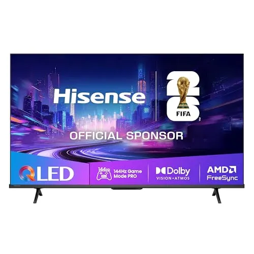 Hisense 50E7Q PRO 50 Zoll 4K UHD QLED Fernseher - Smart TV mit 144Hz Game Mode PRO für ruckelfreies Gameplay und AI 4K Upscaler für brillante Bildqualität – das ideale Entertainment für Gamer und Filmfans.