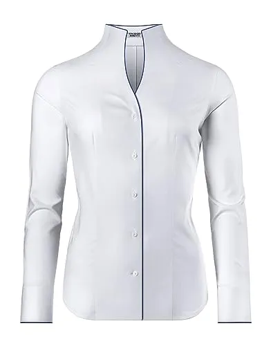 Vincenzo Boretti Bluse mit Kelchkragen - bügelleicht in Weiß, Größe 34 - Moderne, leicht taillierte Bluse aus 100% Baumwolle. Bügelleicht und knitterarm, ideal für den Alltag. Lange Manschetten und praktische Knopfleiste sorgen für einen eleganten Look.