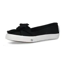 Sneaker Ballerinas DOCKERS BY GERLI, Damen, Gr. 36, schwarz - Sportliche Sneaker-Ballerina aus schwarzem Textil mit auffälliger Schleife, ideal für entspannte Freizeitlooks.