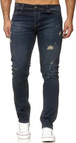 Reslad Jeans Herren Destroyed Slim Fit - Dunkelblau W30/L32 - Stylishe Herren Jeans im angesagten Destroyed-Look. Perfekte Passform und hoher Tragekomfort machen diese Slim Fit Jeans zu einem Must-Have für jedes Freizeit-Outfit.