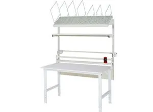 Rau Packtischsystem 03 Arbeitstisch-Serie Tom, B 1500 x T 800 x H 760-1080 mm, Melamin-Platte, bis 500 kg
