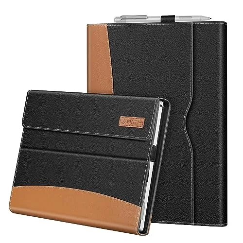Fintie Hülle für Microsoft Surface Pro 7 Plus, Surface Pro 7/6/5/4/3 - Portfolio Business Cover mit Tasche, kompatibel mit Type Cover Tastatur, Schwarz