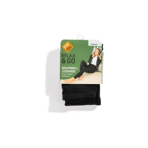 Nur Die Baumwoll Leggings Relax & Go – Bequeme Stretchhose für Damen, Schwarz, Größe L - Hochwertige Freizeithose mit 96% Baumwolle für ein angenehmes Tragegefühl. Blickdicht und alltagstauglich, ideal für drinnen und draußen. Der extra breite Komfortbund sorgt für sicheren Halt ohne Druck.