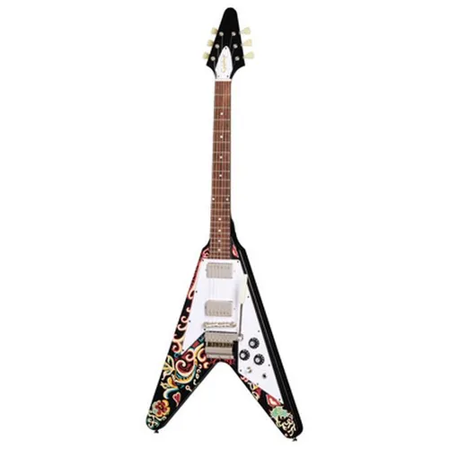 Epiphone Jimi Hendrix "Love Drops" V E-Gitarre - Sonstige E-Gitarrenmodelle; Signature Flying V mit Gibson Custombuckern für authentischen Hendrix-Sound und traumhaftem Mahagoni-Korpus.