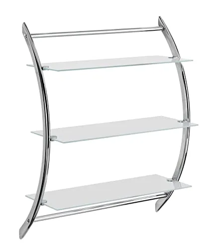 Wenko Edelstahl-Wandregal "Vermont" - 3 Ablageebenen, ideal für Kosmetik- und Badutensilien, inklusive Montagezubehör