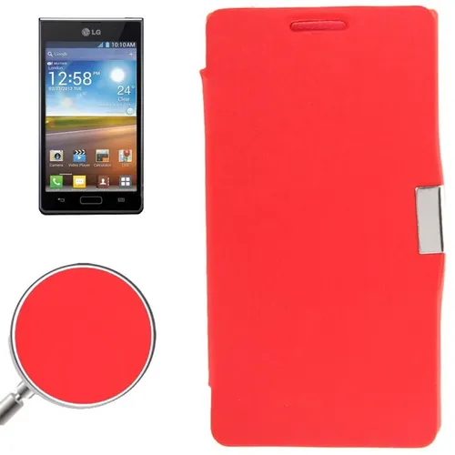 Handyhülle Telefonhülle Etui Case Tasche für LG Optimus L7 / P700 rot gebürstet