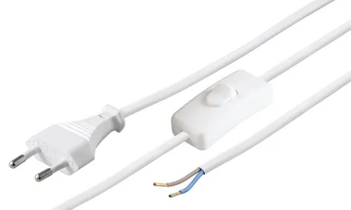 Euro Netzkabel mit Schalter 1,50m - Weiß - Praktisches Eurostecker-Netzkabel mit Schalter, ideal für individuelle Verkabelungen. Perfekt für DIY-Projekte und Heimwerker.