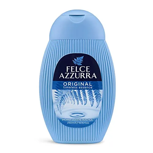 FELCE Azzurra ClASSICO Duschbad 250 ml - Duschgel mit samtweicher Formel, neutralem pH-Wert und ätherischen Ölen für geschmeidige Haut. Dermatologisch getestet und mit dem sinnlichen Azzurra Duft für ein luxuriöses Duscherlebnis.