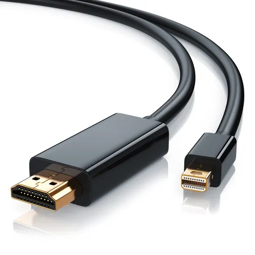 CSL Audio- & Video-Kabel, Mini DisplayPort, HDMI Typ A, (200 cm), Premium Full HD MiniDP Adapter Monitor Kabel - 2m, schwarz