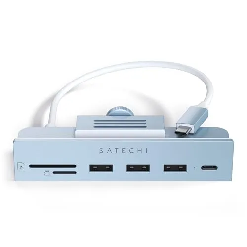 Satechi USB-C Clamp Hub for the 24" iMac (2021) - Blue USB-Hubs - USB 3.0 - 4 - Grau