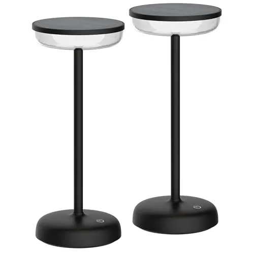 Northpoint LED Solar Tischlampe Tischleuchte mit Akku Cocktaillampe USB-C stufenlos dimmbar wetterfest Outdoor (2er-Set schwarz)