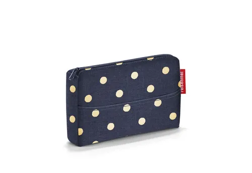 REISENTHEL® Clutch Pocketcase Organizer Pouch blau - Kompakte Kulturtasche mit Metallic Dots, ideal für Makeup und kleine Utensilien. Maße: 17,5x11x3 cm, praktisch für unterwegs.