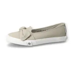 Sneaker Ballerinas DOCKERS BY GERLI, Damen, Gr. 43, grau - Sportliche Sneaker-Ballerinas aus grauem Canvas mit auffälliger Schleife, ideal für Freizeitaktivitäten und bequem durch gepolsterte Innensohle.