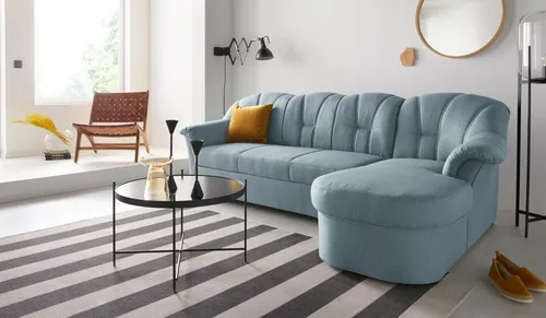 DOMO collection Ecksofa Papenburg, zeitlose Rückensteppung, elegante Formensprache, L-Form, in großer Farbvielfalt, wahlweise mit Bettfunktion