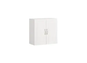 SoBuy Hängeschrank in Weiß - Bad-Hängeschrank aus lackiertem MDF, 60x60x30 cm, mit verstellbarem Einlegeboden für optimalen Stauraum und dekorativen Akzent im Badezimmer.