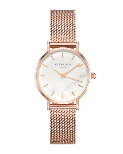 Rosefield Damenuhr The Small Edit - Elegante Roségold Uhr mit Mesh Band - Armbanduhren für Damen mit minimalistischem Design, 26 mm Durchmesser, austauschbare Bänder und geliefert in einer hochwertigen Geschenkbox – perfekt für jeden Anlass.