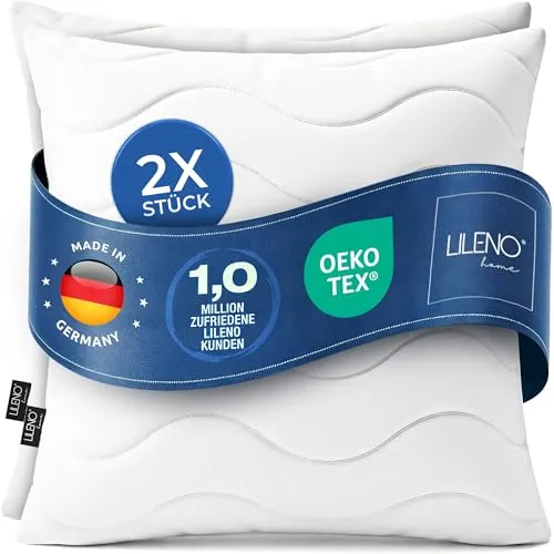 LILENO HOME Allergiker Kopfkissen 80x80 (2er Set) – 95°C waschbar, Oeko-Tex & Made in DE – Kissen 80x80 anpassbar für himmlischen Schlaf – Haut schmeichelndes & geruchsfreies Pillow