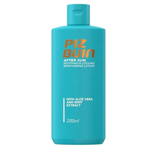 Piz Buin After Sun Soothing & Cooling Moisturising Lotion 200ml - After Sun-Pflege mit Aloe Vera und Minzextrakt für sofortige Kühlung, spendet 24h Feuchtigkeit und schützt vor Hautalterung. Ideal für sonnengestresste Haut!