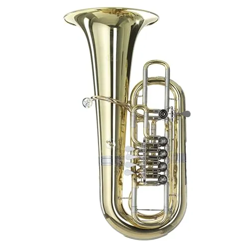 F-Tuba 3/4 Größe Messing Klarlack - 5 Ventile für Marschmusik - Vielseitige 3/4 F-Tuba mit 5 Ventilen, ideal für Musikvereine und Schulen. Robuste Bauweise, leichtes Gewicht und inkl. Mundstück & Hardcase für optimale Mobilität.