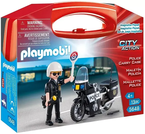 Playmobil® 5648 City Action Polizei-Mitnehmkoffer - Spielbausteine für kreative Abenteuer: Der kompakte Polizei-Mitnehmkoffer mit 13 Teilen sorgt für actionreiche Verfolgungsjagden und ist perfekt für unterwegs!