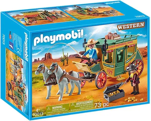 Playmobil Postkutsche Im Wilden Westen 70013 - Abenteuerliche Postkutsche im Wilden Westen mit Pferden, ideal für kreative Rollenspiele und fördert die Fantasie von Kindern.