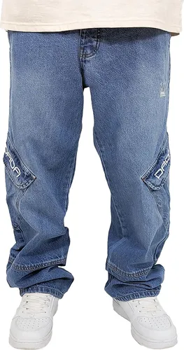 DADA Supreme Cargo Baggy Jeans mit Taschen und DADA Stitch – Größe 30W - Lässige Baggy Jeans mit tiefem Schritt und seitlichen Cargotaschen. Robuste Denim-Qualität aus 100 % Baumwolle sorgt für hohen Tragekomfort. Ideal für stilvolle, funktionale Outfits im Alltag.