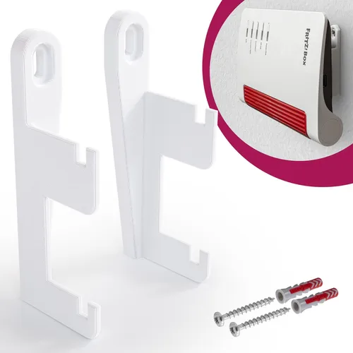 Wandhalterung für AVM FritzBox 7590, 7530, 7510 - Robuste Wandhalterung aus Kunststoff, Made in Germany, mit Universalschrauben und -dübel im Lieferumfang. Ideal für eine ordentliche Montage Ihrer FritzBox.