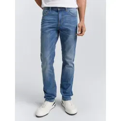 TOM TAILOR Herren Josh Regular Slim Jeans - Used Mid Stone Blue Denim - Jeans im Five-Pocket-Style mit Stretch-Anteil für hohen Tragekomfort. Regular Slim Fit mit mittlerer Leibhöhe und schmalem Bein, ideal für lässige Outfits.