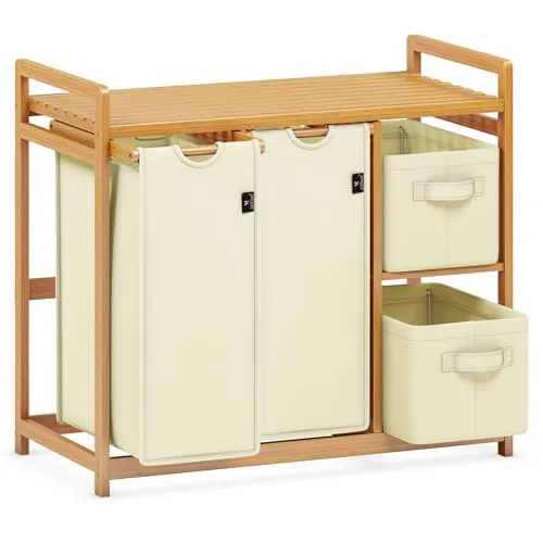 ADEL DREAM Wäschekorb 4 Fächer 140L - Wäscheboxen mit 4 Fächern und 140L, inkl. 2 Wäschesäcken und 2 Stoffboxen – ideal zur effizienten Wäschetrennung und Aufbewahrung im Badezimmer oder Schlafzimmer.