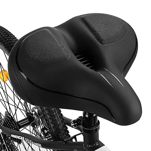 TONBUX Fahrrad Sattel Breiter Fahrradsattel, Atmungsaktiv Bequem Weich Für Damen Herren Schwarz