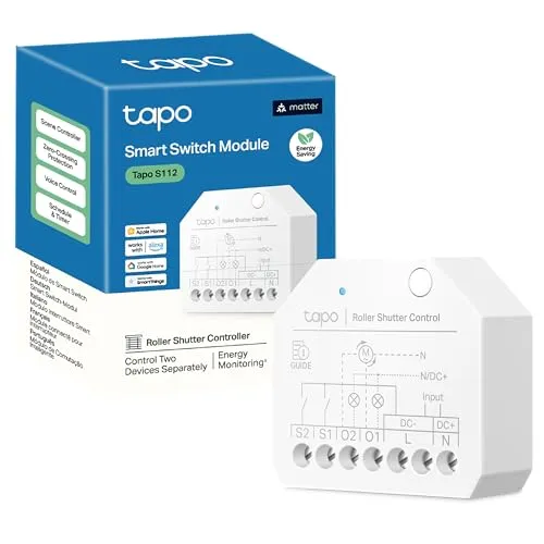 Tapo Smart Switch Modul S112: 2-Kanal WLAN und Bluetooth Smart - Smart Home Zubehör, ermöglicht die einfache Steuerung von Geräten über WLAN und Bluetooth, ideal für ein vernetztes Zuhause.