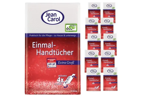 Gut & Günstig Handtücher Jean Carol Einmal-Handtücher 17er Pack - Handtücher aus hochwertigem Airlaid, super saugstark und hygienisch entsorgbar. Ideal für Allergiker, geprüft vom deutschen Allergie- und Asthmabund e.V.