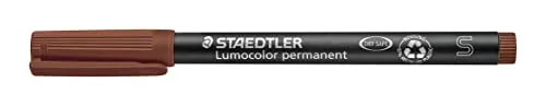 STAEDTLER permanent Marker Lumocolor, braun, Superfein, ca. 0,4 mm, wisch- und wasserfest, Made in Germany, lange Lebensdauer, 10 braune Universalstifte im Kartonetui, 313-7