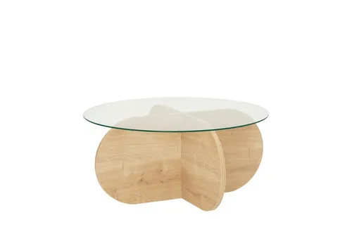 Scandinavia Concept Couchtisch "Bubble" in Eiche - stilvoller Wohnkomfort - Couchtisch aus massiver Eiche mit stabiler Sicherheitsglasplatte, perfekt für moderne Wohnräume. Lieferung teilzerlegt für einfache Montage.