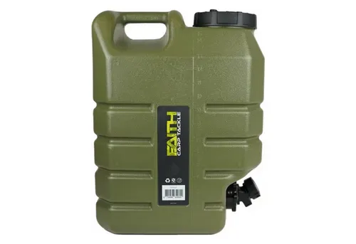 Faith Wasserkanister mit Zapfhahn - 15L Polyethylen Wassertank - Kanister für Angler und Camper, lebensmittelecht und mit praktischem Auslaufhahn für einfaches Befüllen und Entnehmen.