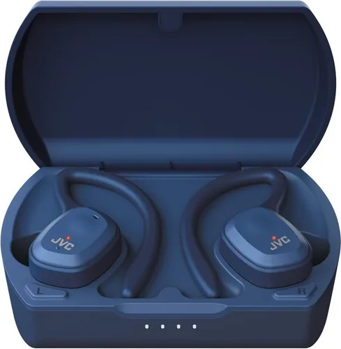 JVC HA-ET45T-A Kabelloser Bluetooth-In-Ear-Sportkopfhörer - Headset mit IP55 Spritzwasserschutz, ideal für Sport und Fitness. Lange Akkulaufzeit von 14 Stunden mit Schnelladefunktion für maximale Bewegungsfreiheit.