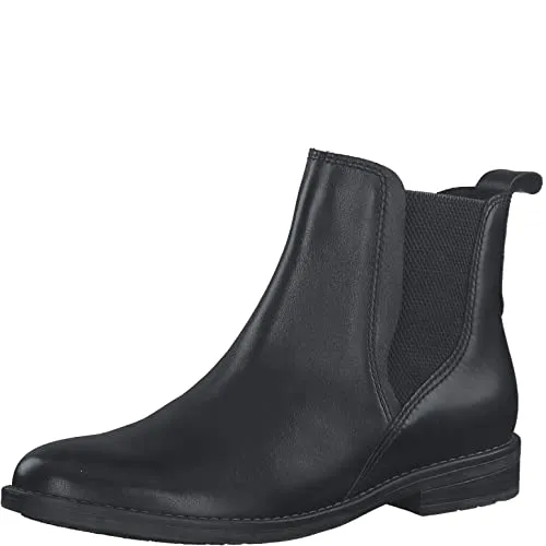 MARCO TOZZI Damen Chelsea Boots - Elegante Lederstiefel in Schwarz, hoher Tragekomfort dank innovativer Futtertechnologie und optimale Passform