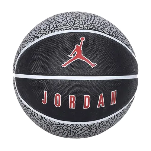 Nike JORDAN PLAYGROUND 2.0 Basketball - Hochwertiger Basketball in wolf grey-black-white-varsity red, Größe 7; griffige Oberfläche und Jumpman-Logo, ideal für Outdoor und Indoor-Einsatz.