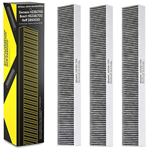 KF3TEC® Aktivkohlefilter 3er Pack für Siemens HZ381700 / Bosch HEZ381700 / Neff Z8500X0 hochwertiger CleanAir Aktivkohlefilter mit Teilenummer 17000822 Ersatzfilter für Umluftmodul